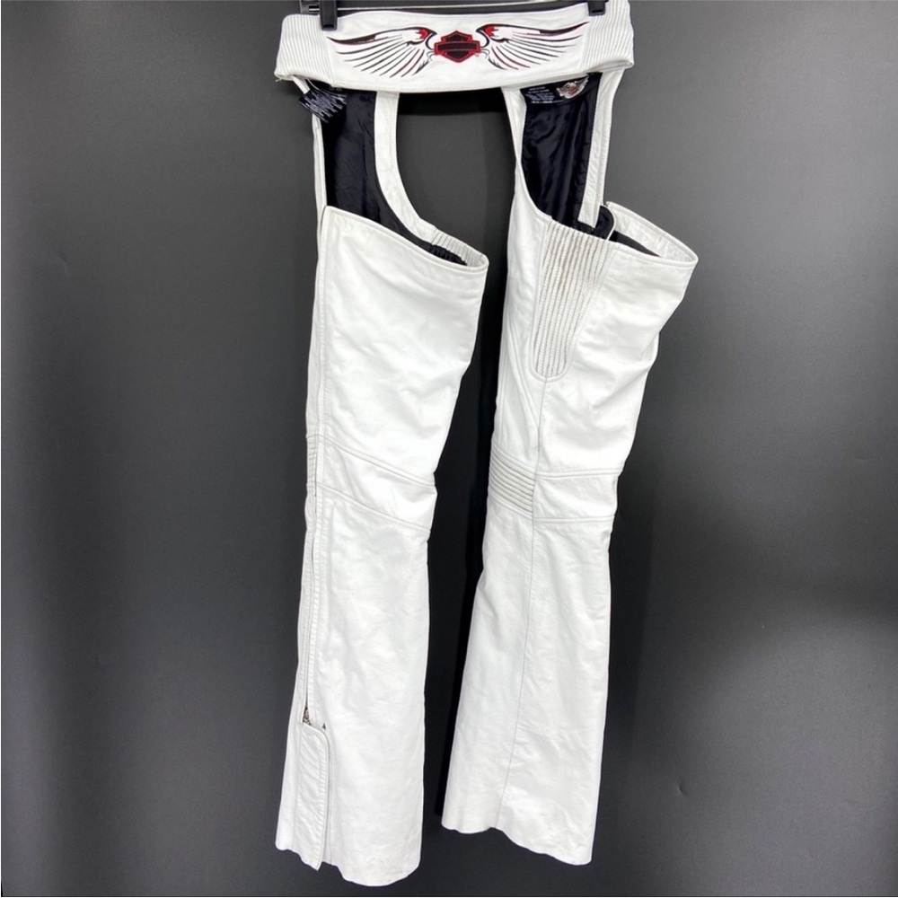 Harley Davidson White Leather Motorcycle Chaps